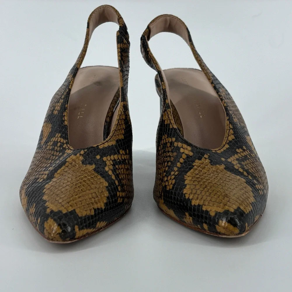 Loeffler Randall Estelle Slingback Heel Amber Women Size 7 Snakeskin Pointed Toe